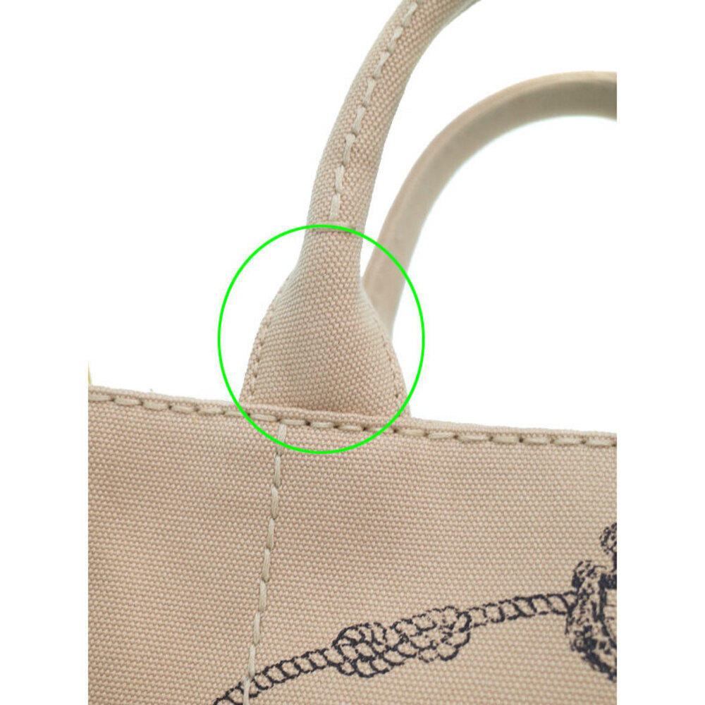Prada canvas handles Tote Tan handbag 2way top Canapa - Picture 5 of 9